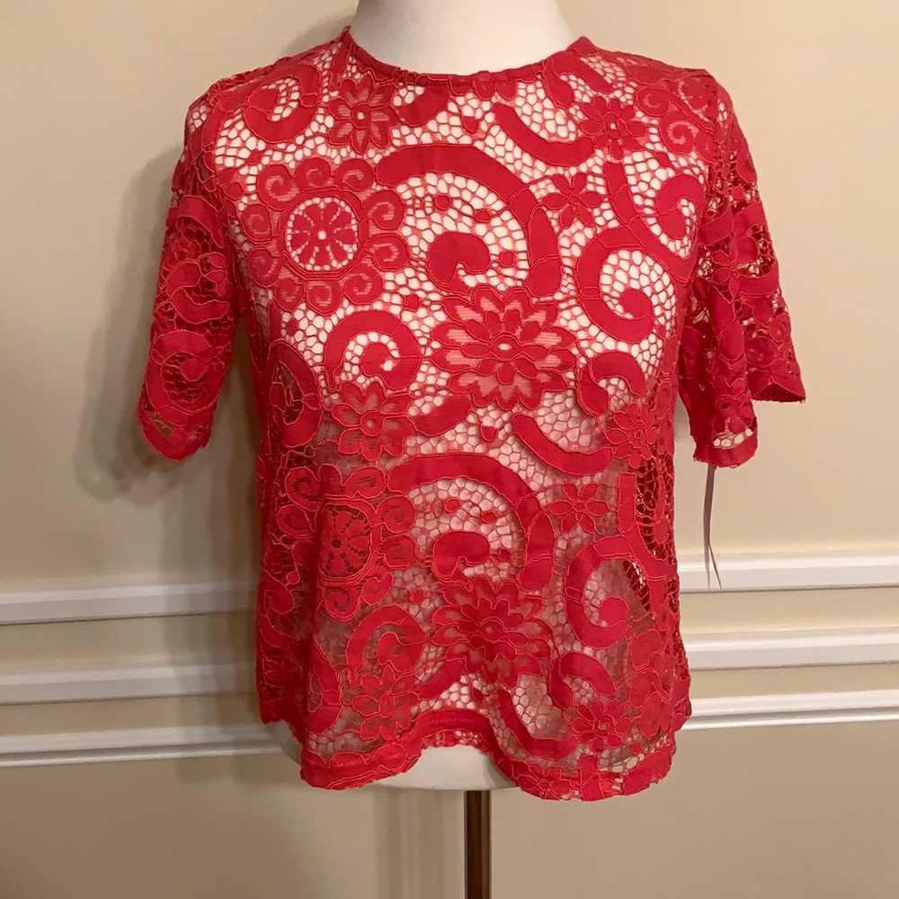 NWT Nanette Lepore Lace Tie Back Top XS